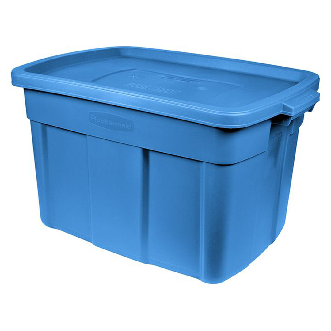 Rubbermaid Roughneck Tote 18 Gallon Storage Container, Blue (6 Pack) (Used)