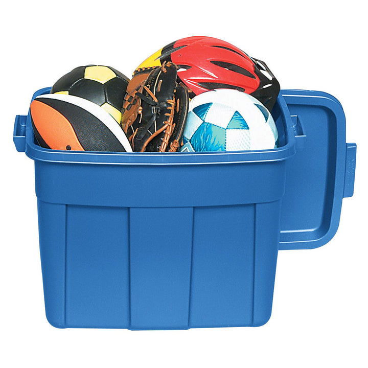 Rubbermaid Roughneck Tote 18 Gallon Storage Container, Blue (6 Pack) (Used)