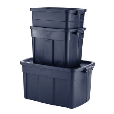 Rubbermaid 31 Gallon Stackable Storage Container, Dark Indigo Metallic (12 Pack)
