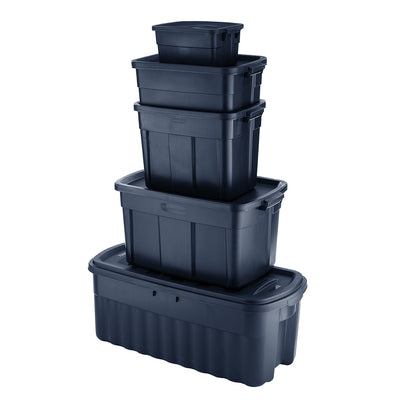 Rubbermaid 31 Gallon Stackable Storage Container, Dark Indigo Metallic (12 Pack)