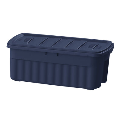 Rubbermaid 50 Gallon Stackable Storage Container, Dark Indigo Metallic (8 Pack) - VMInnovations