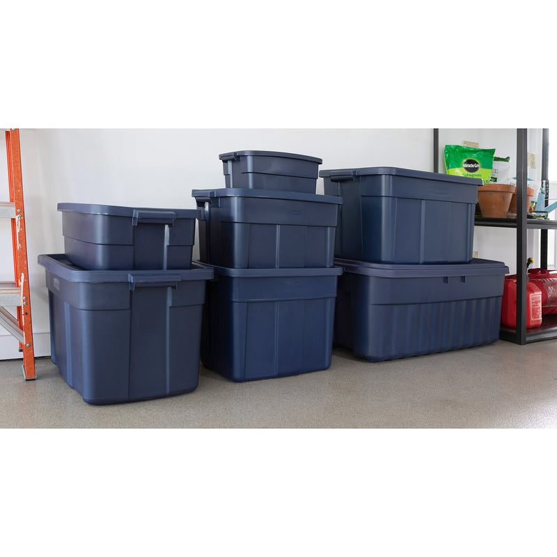 Rubbermaid 50 Gallon Stackable Storage Container, Dark Indigo Metallic (8 Pack) - VMInnovations