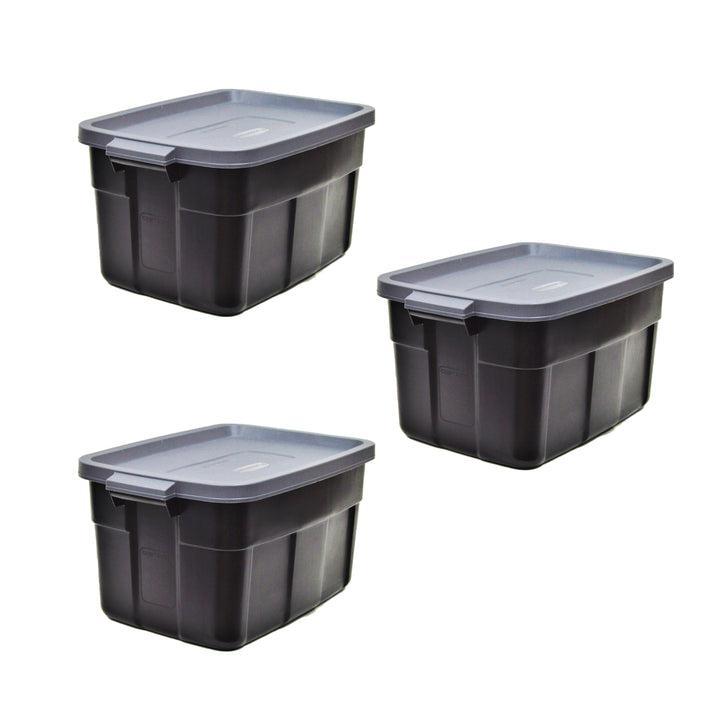 Rubbermaid Roughneck 31 Gallon Storage Container, Black/Cool Gray (3 Pack)