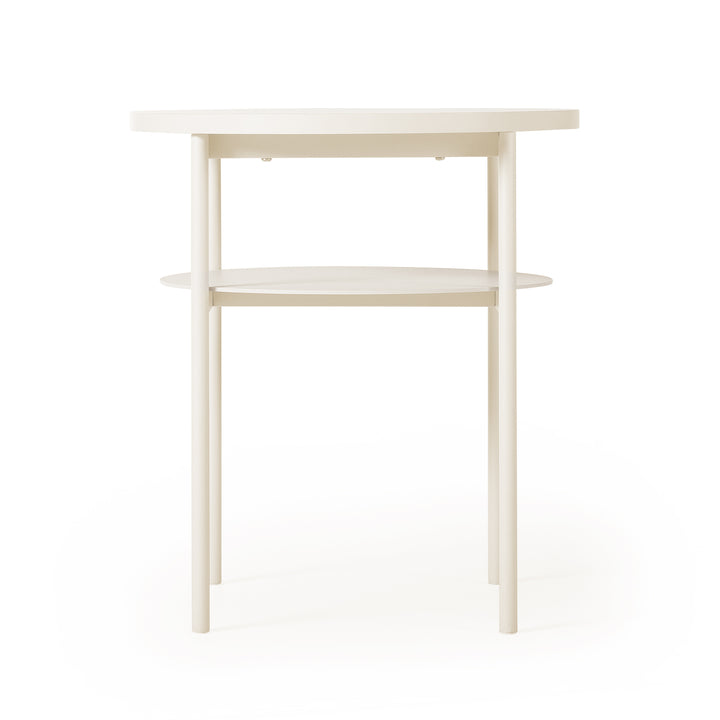 Mellow AIDA Round Multipurpose End and Side Table Set with Storage Shelf, Beige