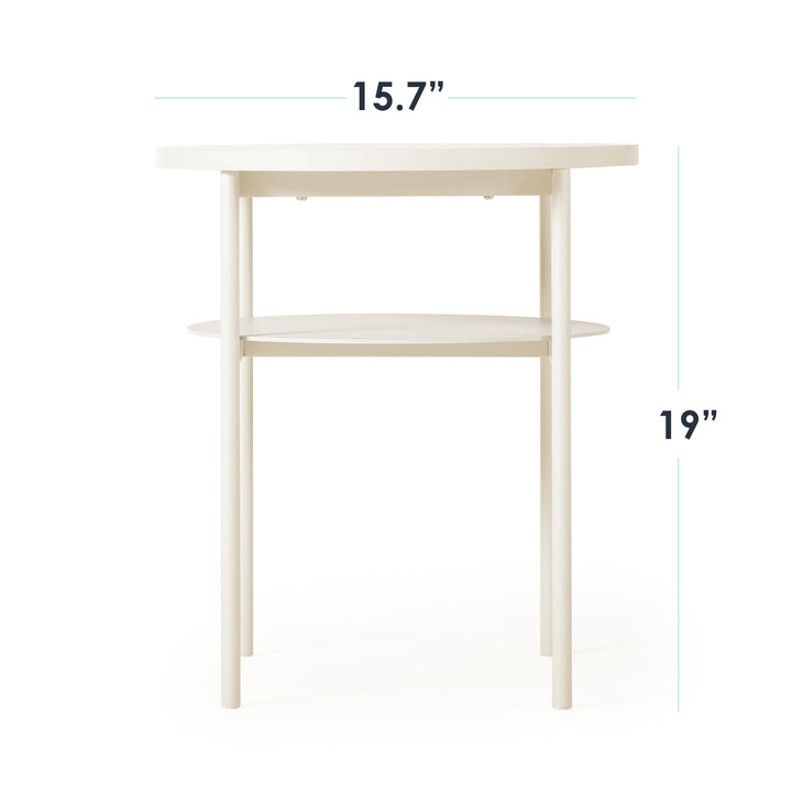 Mellow AIDA Round Multipurpose End and Side Table Set with Storage Shelf, Beige