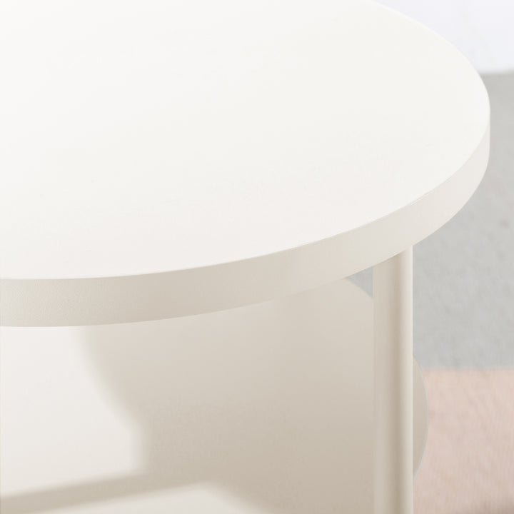 Mellow AIDA Round Multipurpose End and Side Table Set with Storage Shelf, Beige