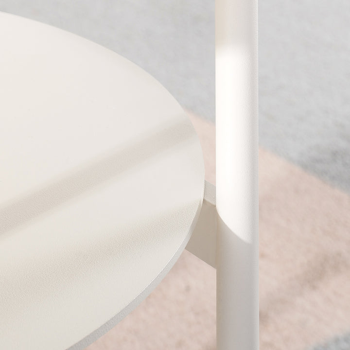 Mellow AIDA Round Multipurpose End and Side Table Set with Storage Shelf, Beige