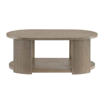 ROME + OAK Euclid Coffee Table, Rustic Wood Living Room Centerpiece, Beige - VMInnovations