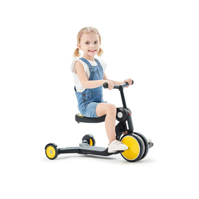 Beberoad Roadkid 5 in 1 Multifunctional Scooter & Balance Bike for Kids, Yellow