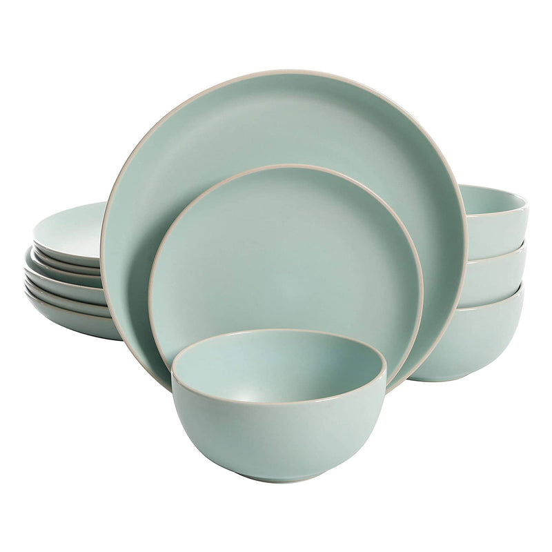 Gibson Rockaway 12 Pc Stoneware Dinnerware Set, Plates & Bowls (Open Box)