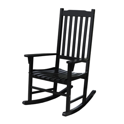 Northbeam Solid Acacia Hardwood Outdoor Patio Slatted Back Rocking Chair, Black