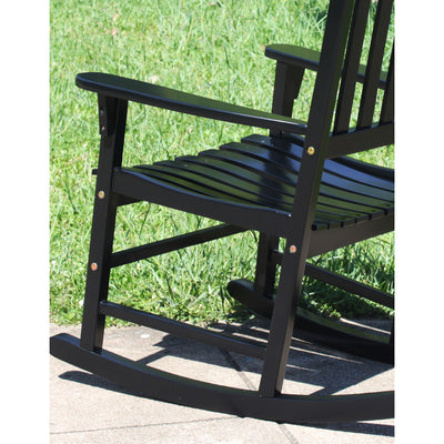 Northbeam Solid Acacia Hardwood Outdoor Patio Slatted Back Rocking Chair, Black