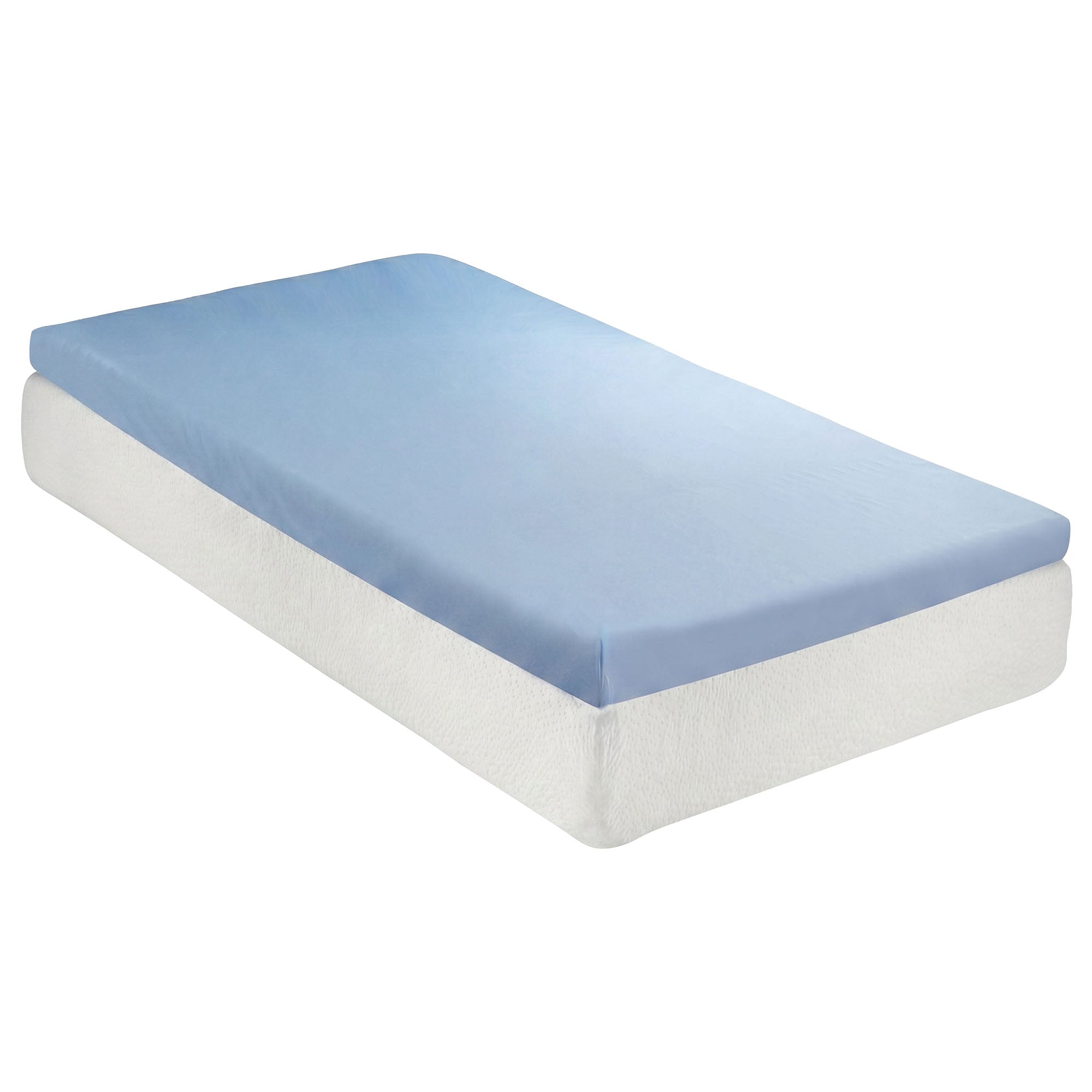 Roost Sleep Cool Cloud 3-Inch Memory Foam Twin Mattress Topper with Cover, Blue