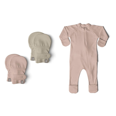 Goumikids 3-6M Organic Baby Footie Pajamas & No Scratch Infant Mittens (2 Pairs) - VMInnovations
