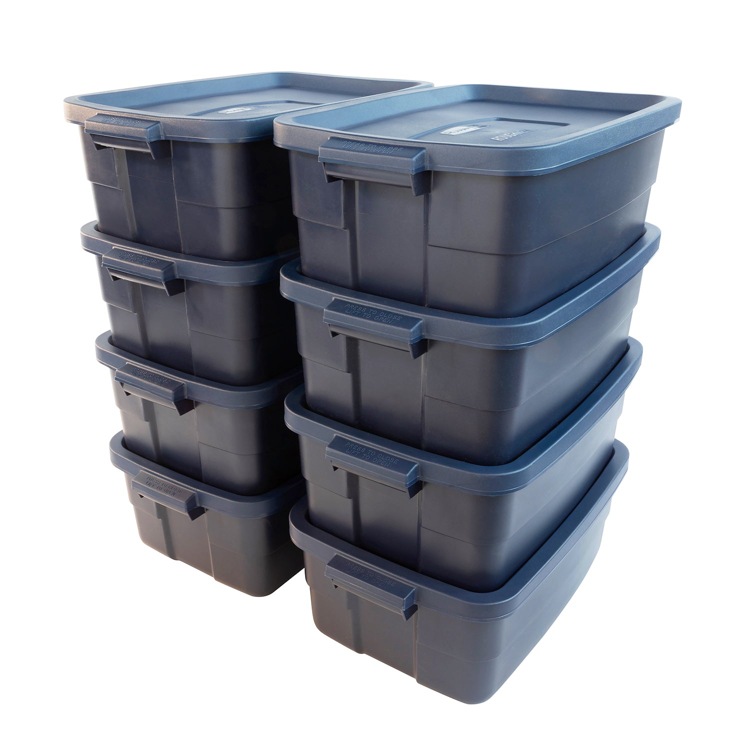 Rubbermaid 10 Gallon Stackable Storage Container, Dark Indigo Metallic (16 Pack)