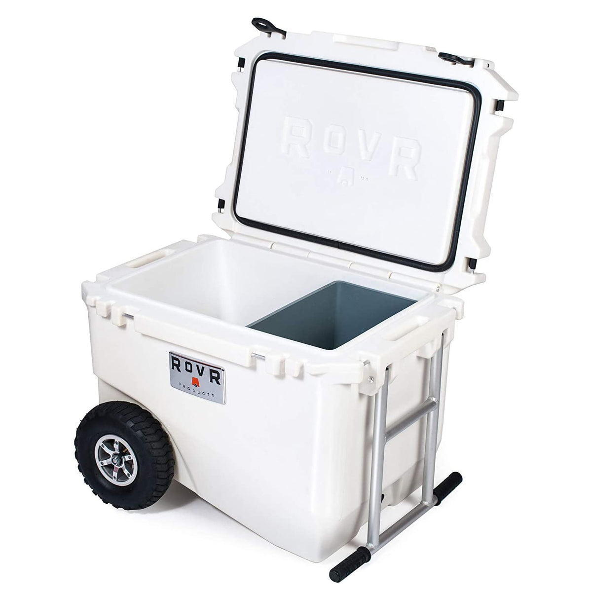 RovR RollR Rolling Outside Insulated Cooler with Wheels, 60 Qt, Powder (Damaged)