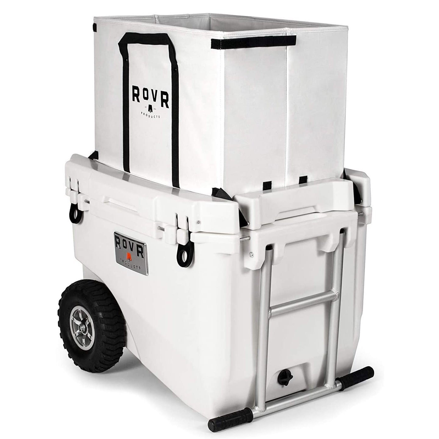 RovR RollR Rolling Outside Insulated Cooler with Wheels, 60 Qt, Powder (Damaged)
