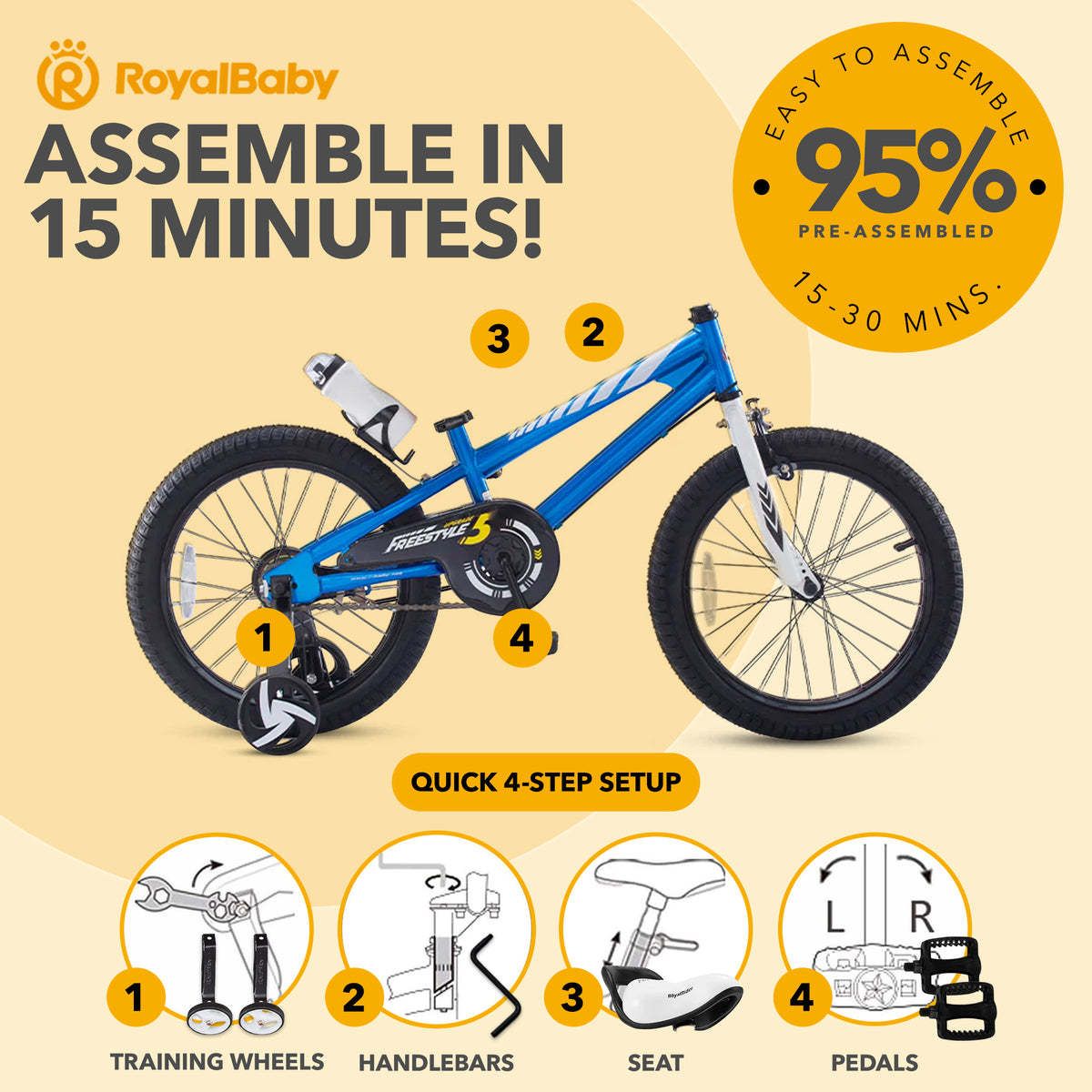 RoyalBaby Freestyle Outdoor Kid's Sporty Bicycle w/Kickstand, 1, Blue (Open Box)