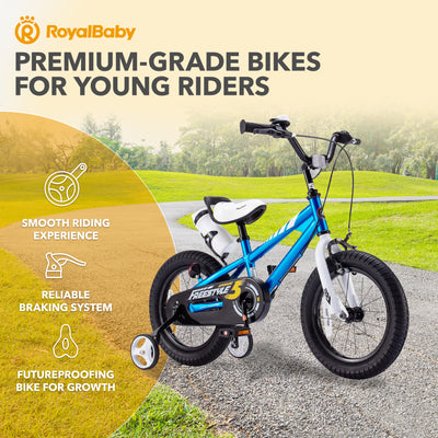 RoyalBaby Freestyle Outdoor Kid's Bicycle w/ Training Wheels, 16 In (Open Box) - VMInnovations