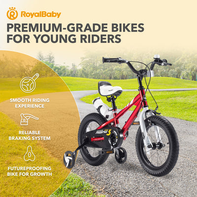 RoyalBaby Freestyle Kid's Bicycle with Training Wheels, 16 Inch, Red (Open Box) - VMInnovations