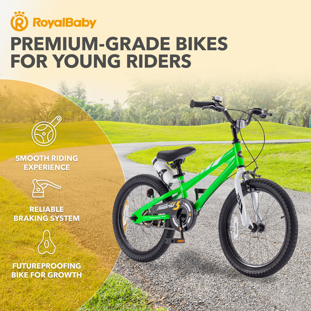 RoyalBaby Freestyle Kid's Sporty Bicycle w/Kickstand, 18 Inch, Green (Open Box)