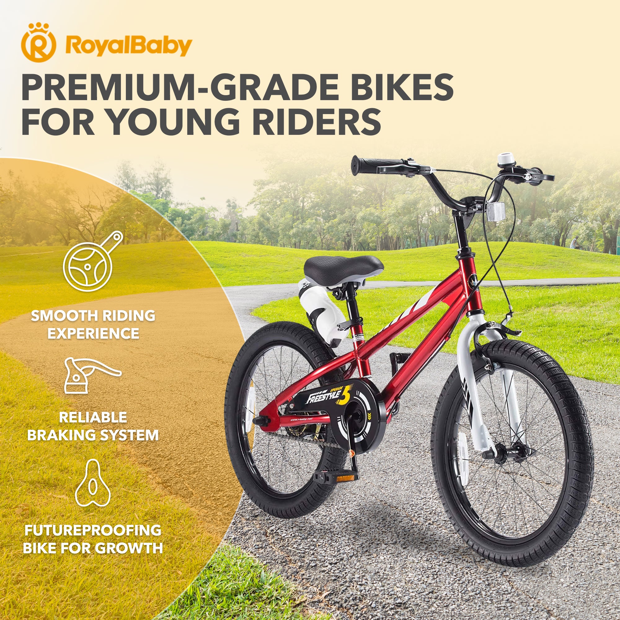 RoyalBaby Outdoor Kid's Sporty Bicycle with Kickstand, 18 Inch, Red (Open Box) - VMInnovations