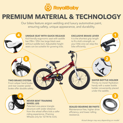RoyalBaby Outdoor Kid's Sporty Bicycle with Kickstand, 18 Inch, Red (Open Box) - VMInnovations