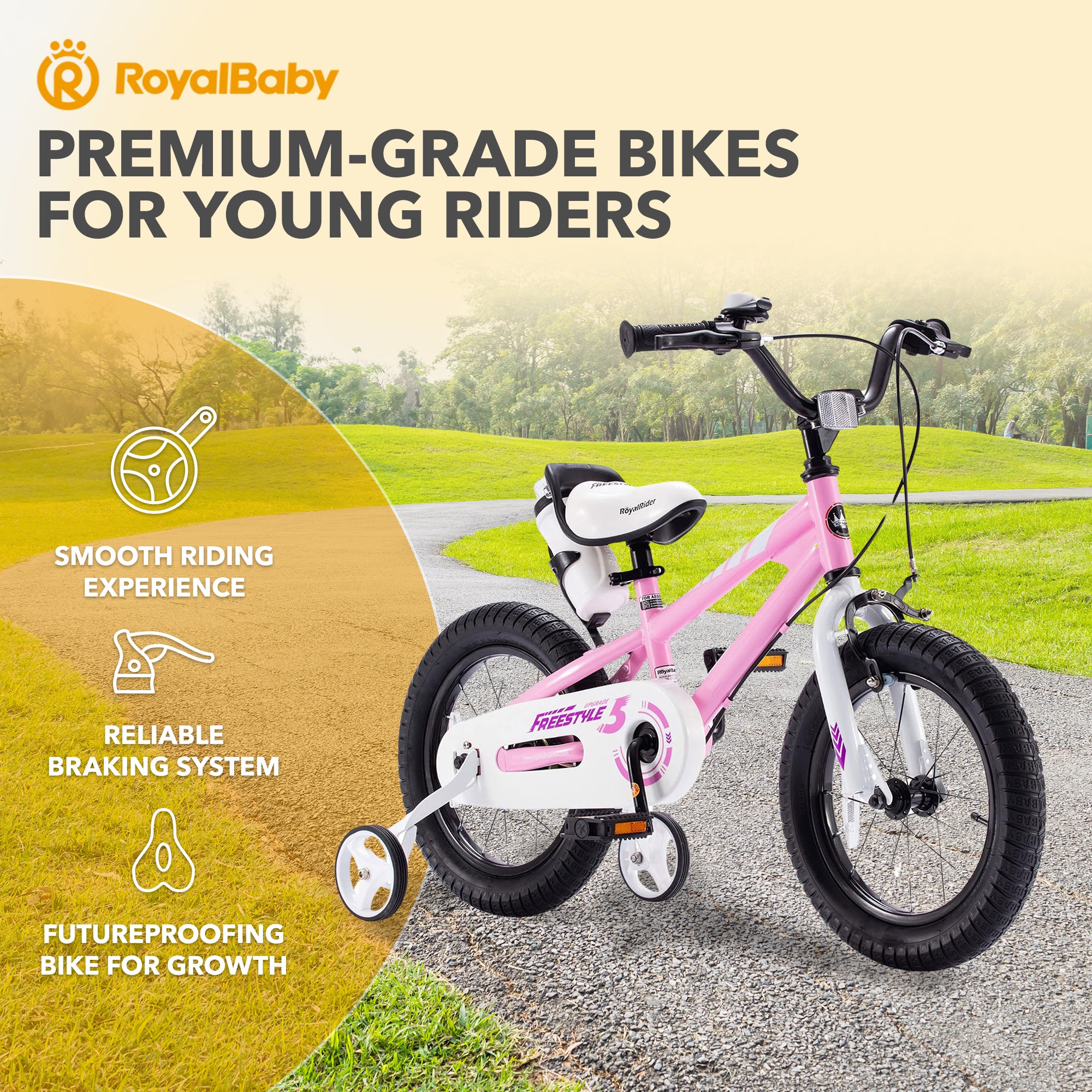RoyalBaby Freestyle Outdoor Kid's Sporty Bicycle with Kickstand, 18 Inch, Pink