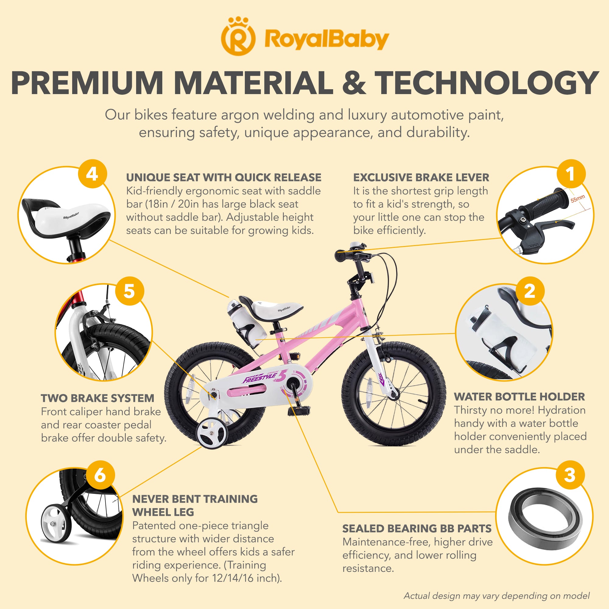 RoyalBaby Freestyle Outdoor Kid's Sporty Bicycle with Kickstand, 18 Inch, Pink