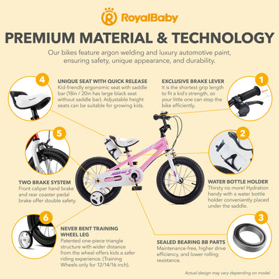 RoyalBaby Freestyle Outdoor Kid's Sporty Bicycle with Kickstand, 18 Inch, Pink
