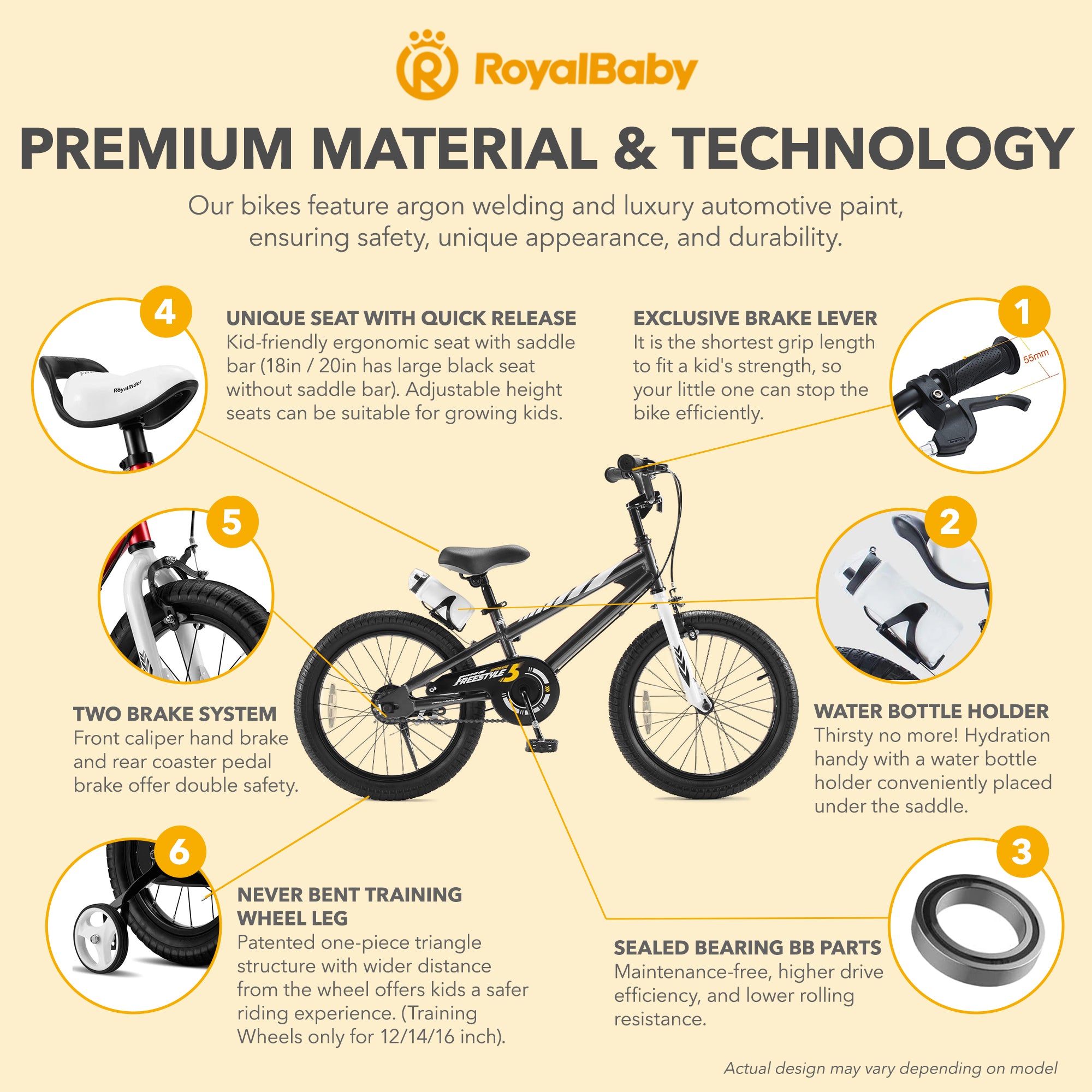 RoyalBaby Freestyle Kid's Sporty Bicycle with Kickstand, 18", Black (For Parts) - VMInnovations