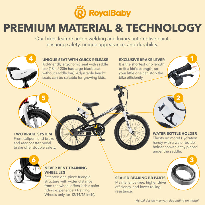 RoyalBaby Freestyle Kid's Sporty Bicycle with Kickstand, 18", Black (For Parts)