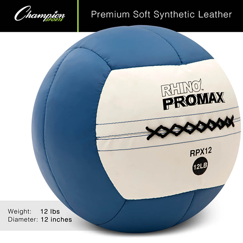 Champion Sports Soft Shell Rhino Slam Royal Blue Medicine Ball, 12 Pounds (Used)