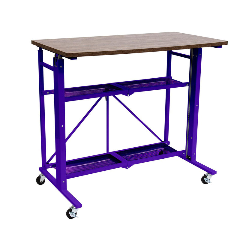 Origami Up Down Sitting Standing Workstation Desk, Purple Walnut (For Parts)