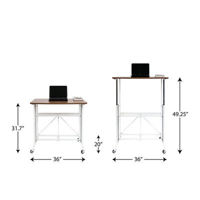 Origami Large Up Down Adjustable Sitting Standing Desk, White Walnut (For Parts)