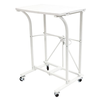 Origami Folding Storage Utility Trolley Table Desk Cart w/ Rolling Wheels, White