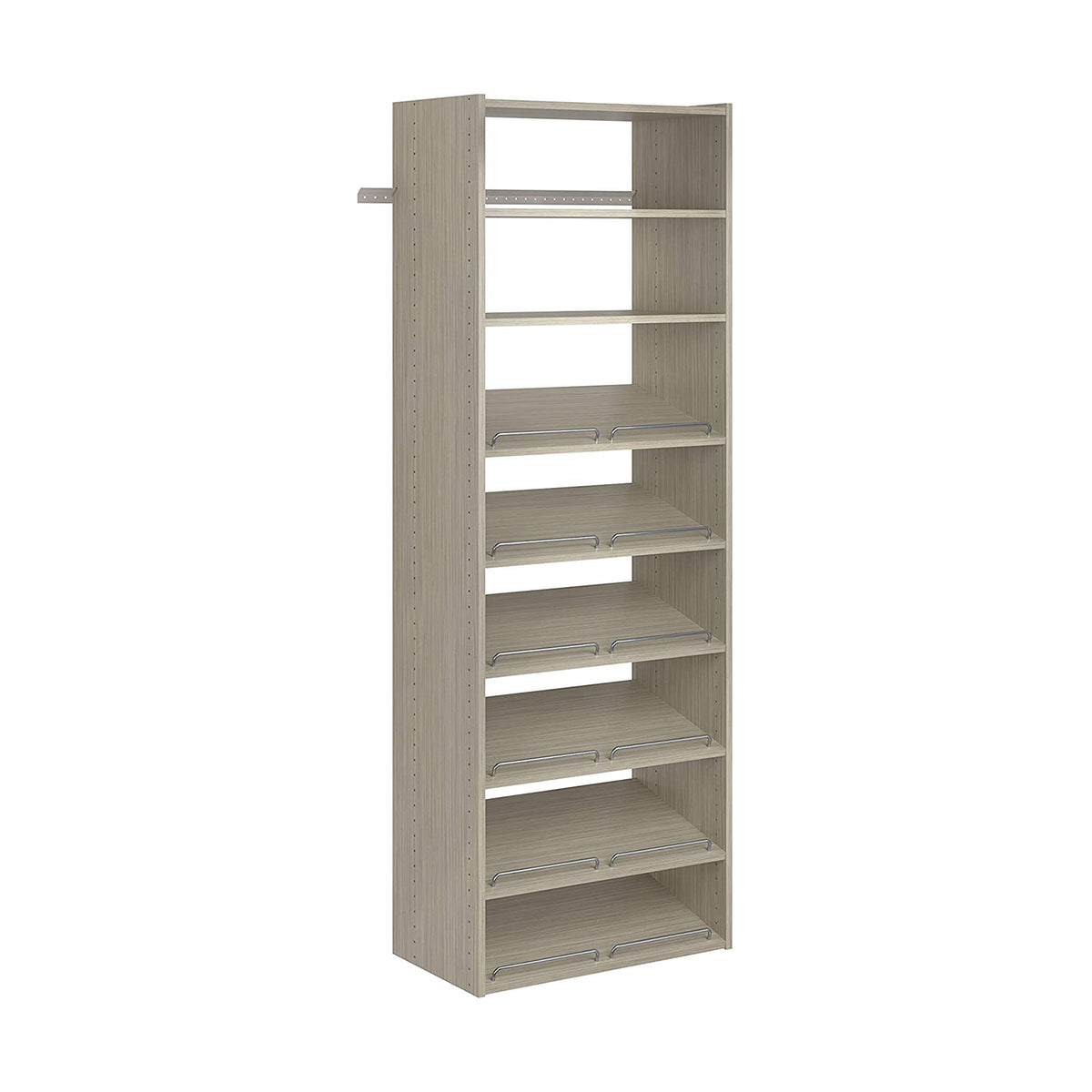 Easy Track 24" Slanted Shoe Shelves with Fence Rails, Weathered Grey (3 Pack)