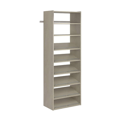 Easy Track 24" Slanted Shoe Shelves with Fence Rails, Weathered Grey (3 Pack)