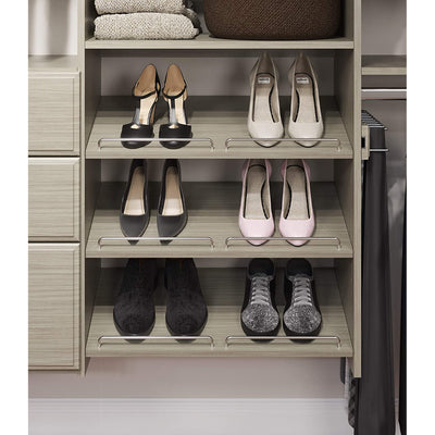 Easy Track 24" Slanted Shoe Shelves with Fence Rails, Weathered Grey (3 Pack)