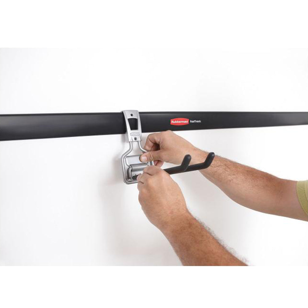Rubbermaid Fast Track Wall Mounted Storage Rail (2 Pack) & Hose Hooks (12 Pack)