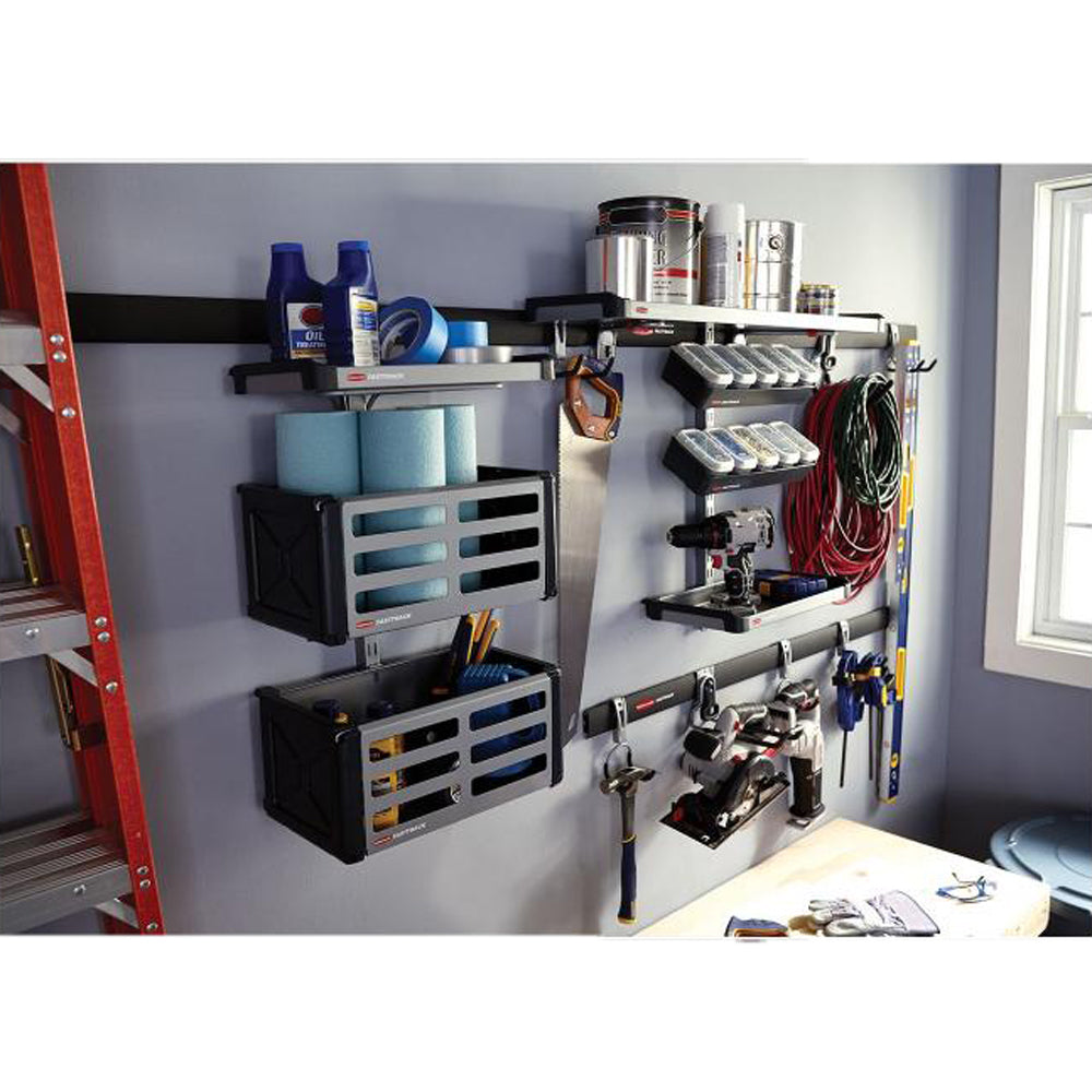 Rubbermaid 10 FastTrack Wall Mounted Storage Rails + Versatile Hook Assortment