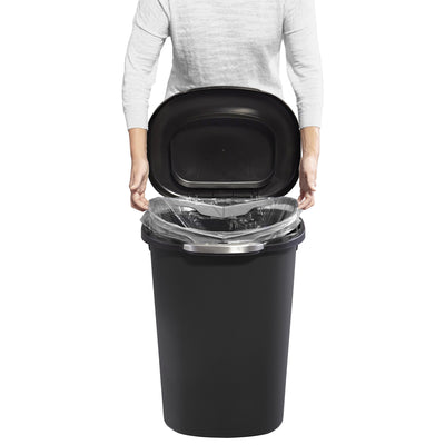 Rubbermaid Touch Top 13 Gallon Plastic Wastebasket Trash Can w/ Lid & Liner Lock