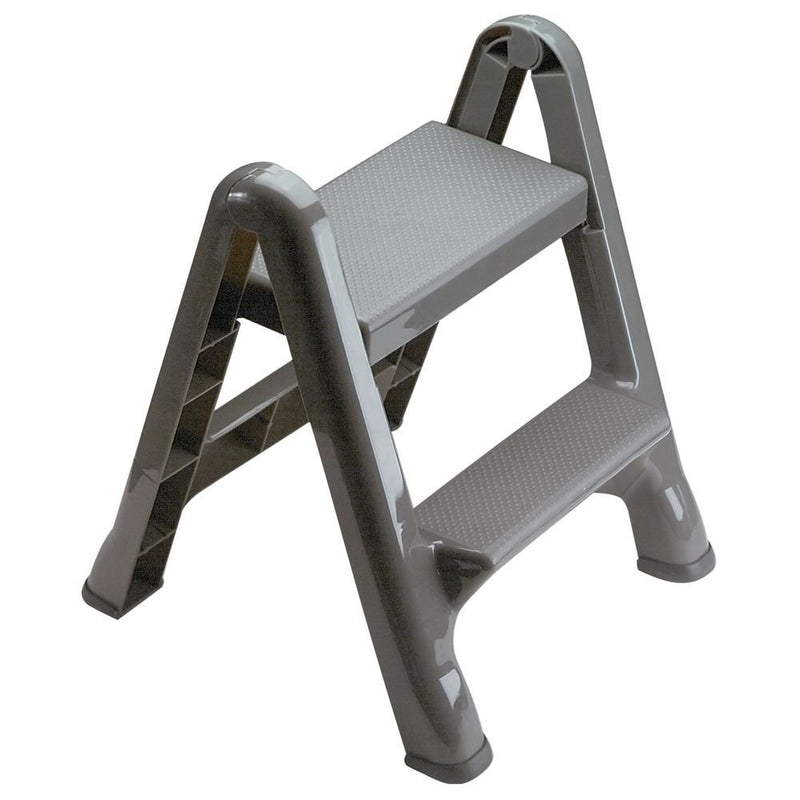 Rubbermaid 2 Step Folding Plastic Stepstool with Foot Pads, Grey (Open Box)