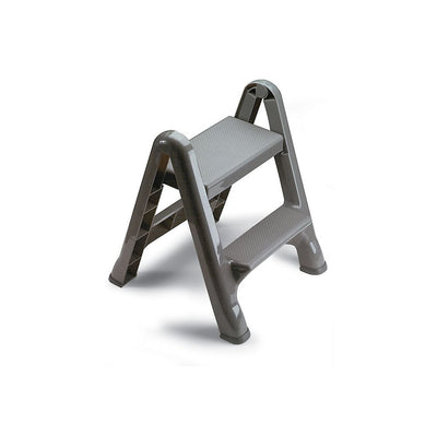 Rubbermaid 2 Step Folding Plastic Stepstool with Foot Pads, Grey (Open Box) - VMInnovations
