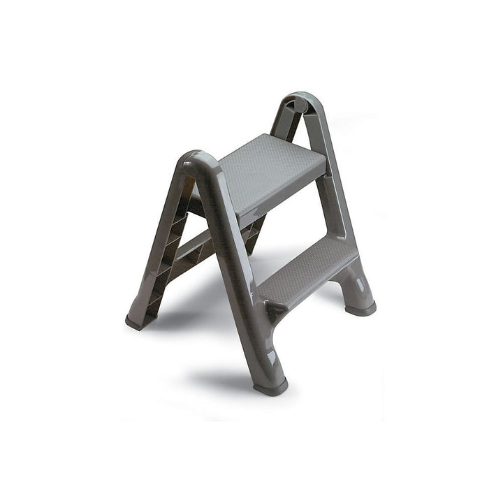 Rubbermaid 2 Step Slip Resistant Folding Stepstool with Foot Pads, Grey (Used)