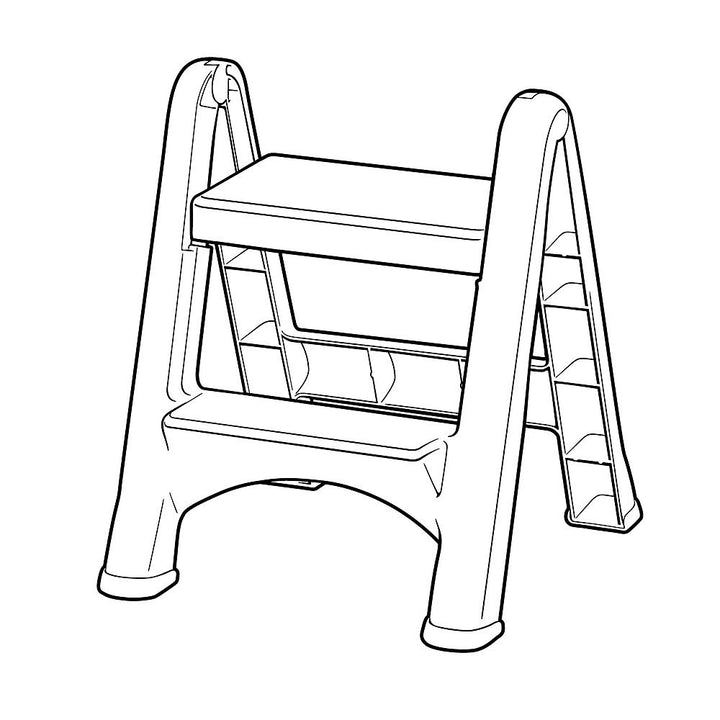Rubbermaid 2 Step Slip Resistant Folding Stepstool with Foot Pads, Grey (Used)