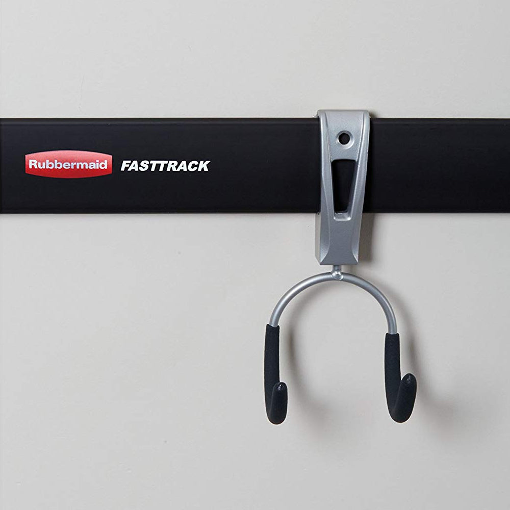 Rubbermaid 48 Inch Horizontal Wall Storage Rail & Hanging Garage Hook (6 Pack) - VMInnovations