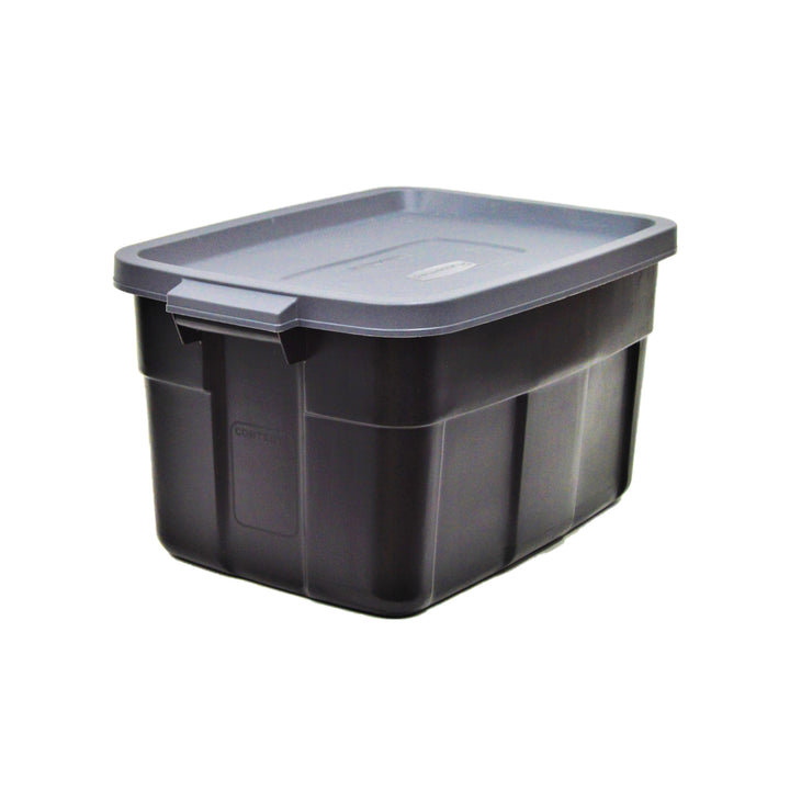 Rubbermaid Roughneck Tote 14 Gallon Container, Black/Cool Gray (6 Pack) (Used)