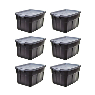 Rubbermaid Roughneck Tote 14 Gallon Container, Black/Cool Gray (6 Pack) (Used) - VMInnovations