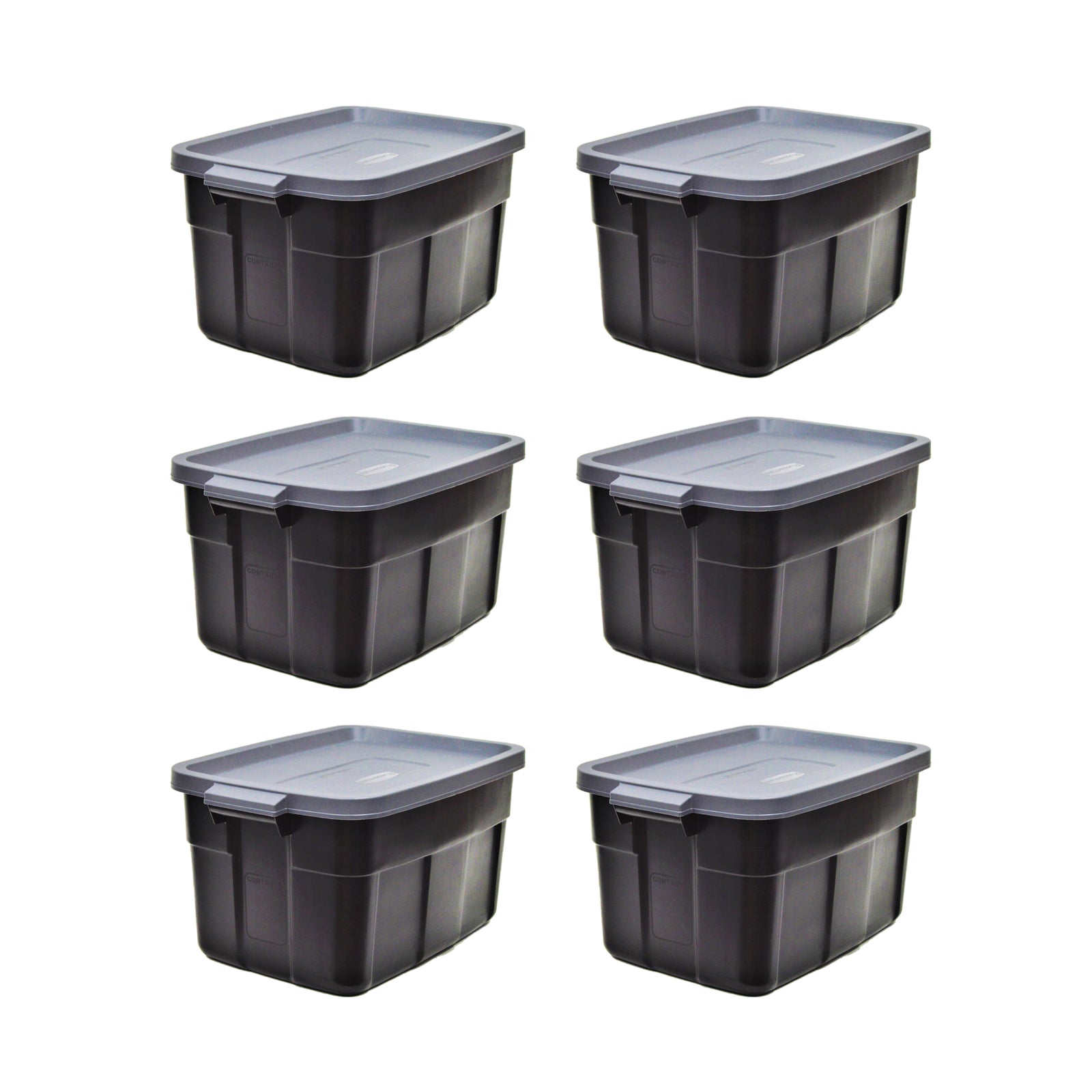 Rubbermaid Roughneck Tote 14 Gallon Container, Black/Cool Gray (6 Pack) (Used) - VMInnovations
